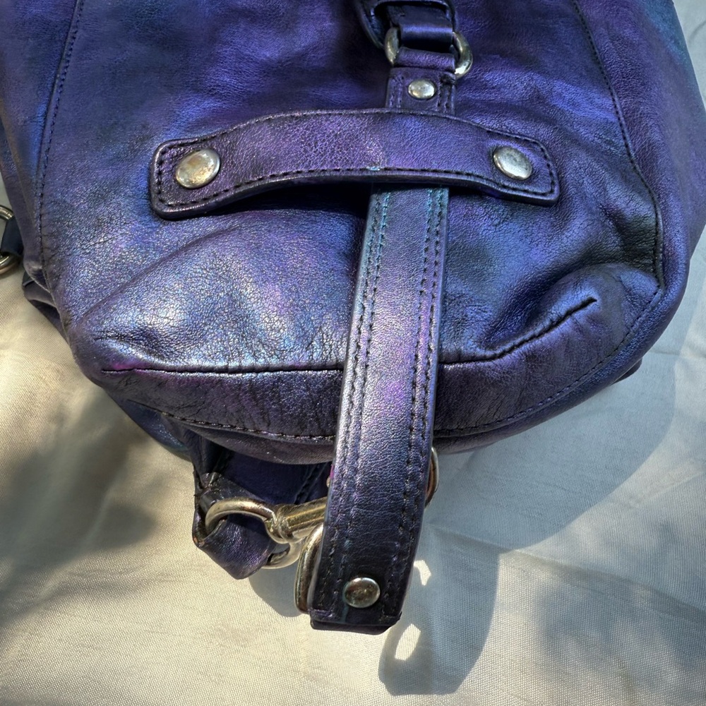 👀 Coach Iridescent Blue and Purple Ashley Satchel UPCYCLED OOAK EUC - Picture 6 of 11